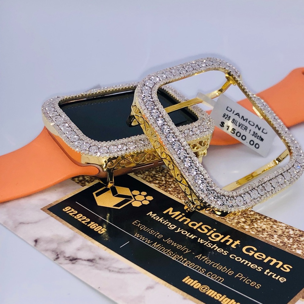 Real diamond Apple Watch bezel for series 8 Genuine diamonds NOT CZ 45mm, 41mm